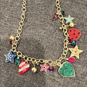 Holiday Lane Gold Charm Necklace with Colorful Accents